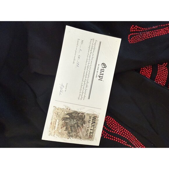 NWT Guapi Men's Skeleton Hoodie BlackSweatshirt Red Rhinestones Ltd ED (JB) - Picture 12 of 12